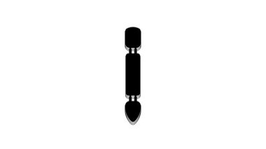 Black Cuticle pusher icon isolated on white background. Tool for manicure. 4K Video motion graphic animation.