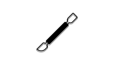 Black Cuticle pusher icon isolated on white background. Tool for manicure. 4K Video motion graphic animation.