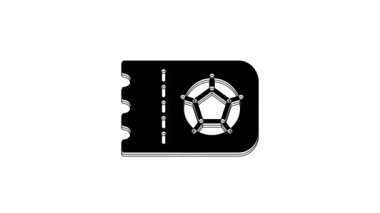 Siyah futbol ya da futbol bileti ikonu beyaz arka planda izole edilmiş. 4K Video hareketli grafik canlandırması.