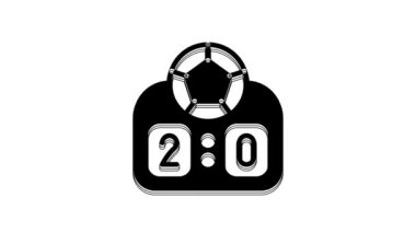 Black Sport mechanical scoreboard and result display icon isolated on white background. 4K Video motion graphic animation.