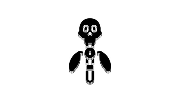 Black Magic staff icon isolated on white background. Magic wand, scepter, stick, rod. 4K Video motion graphic animation.