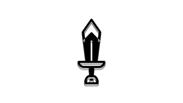Black Sword Game Icon Isolated White Background Video Motion Graphic — Stock Video