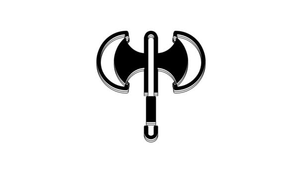 Black Medieval Poleaxe Icon Isolated White Background Video Motion Graphic — Stock Video