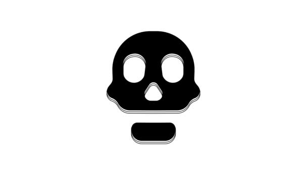 Black Skull Ikonen Isolerad Vit Bakgrund Glad Halloweenfest Video Motion — Stockvideo