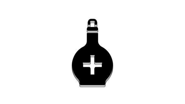 Botella Negra Con Icono Poción Aislado Sobre Fondo Blanco Frasco — Vídeos de Stock