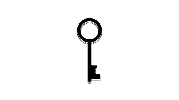 Black Old Key Icon Isolated White Background Video Motion Graphic — ストック動画