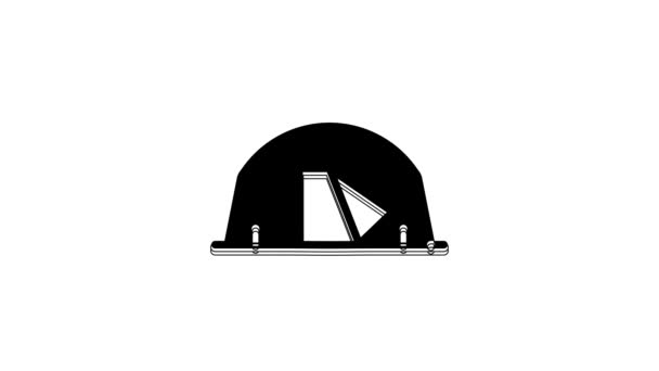 Icône Tente Touristique Noire Isolée Sur Fond Blanc Symbole Camping — Video
