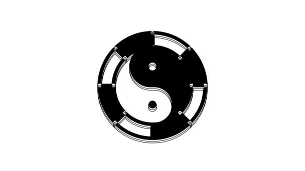 Символ Гармонії Збалансованості Чорного Інь Янга Ізольований Білому Тлі Відеографічна — стокове відео