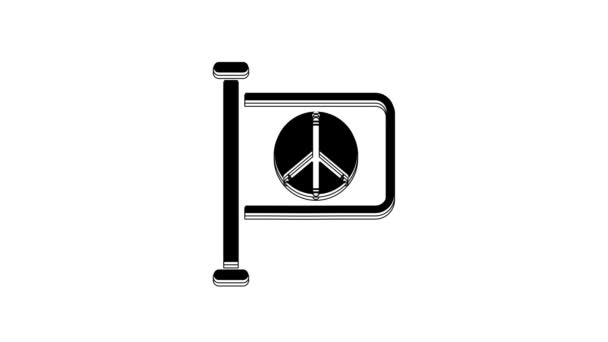 Black Flag Peace Icon Isolated White Background Hippie Symbol Peace — Stock Video