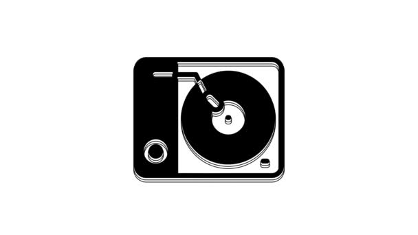 Black Vinyl Player Vinyl Disk Icon Isolated White Background Video — Stock Video