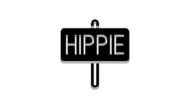 Svart Fred Ikon Isolerad Vit Bakgrund Hippie Symbol För Fred — Stockvideo