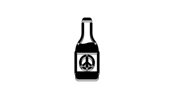 Icono Botella Cerveza Negra Aislado Sobre Fondo Blanco Animación Gráfica — Vídeo de stock