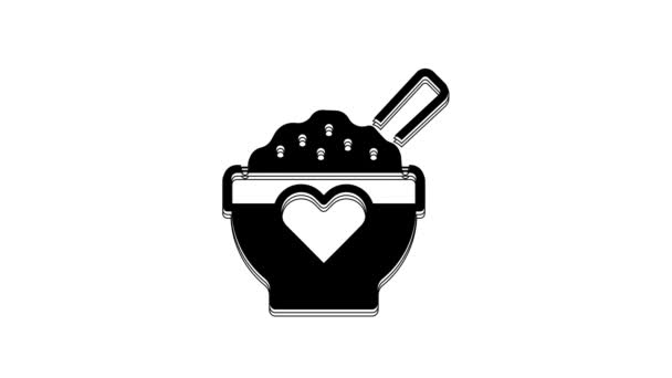 Black Donation Food Icon Isolated White Background Video Motion Graphic — Stock Video