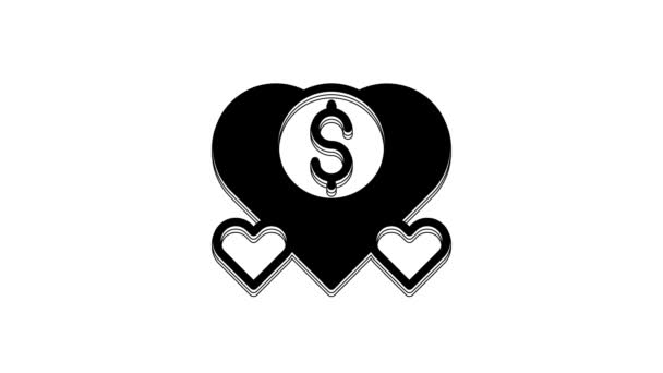 Black Donation Charity Icon Isolated White Background Donate Money Charity — Stock videók