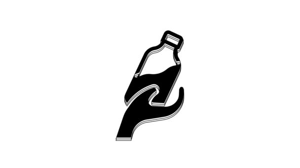 Black Donation Water Icon Isolated White Background Video Motion Graphic — Video