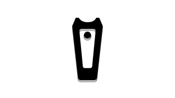 Black Nail Cutter Icon Isolated White Background Nail Clipper Video — Vídeo de Stock