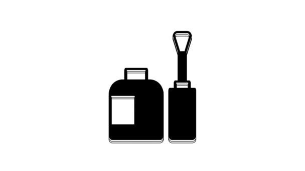 Negro Botella Esmalte Uñas Icono Aislado Sobre Fondo Blanco Animación — Vídeos de Stock