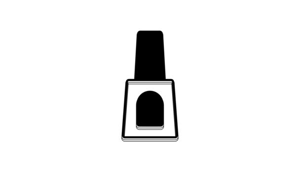 Black Bottle Nail Polish Icon Isolated White Background Video Motion — ストック動画