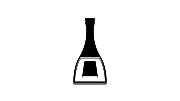 Black Bottle Nail Polish Icon Isolated White Background Video Motion — Video Stock