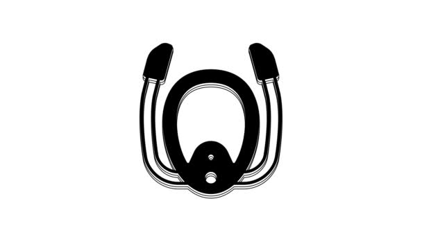 Black Diving Mask Snorkel Icon Isolated White Background Extreme Sport — Video Stock