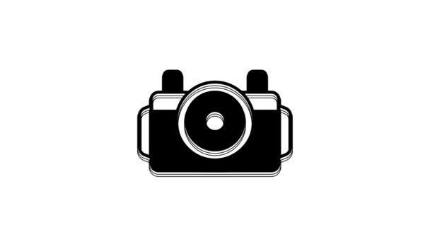 Schwarze Fotokamera Für Tauchersymbol Isoliert Auf Weißem Hintergrund Ikone Der — Stockvideo
