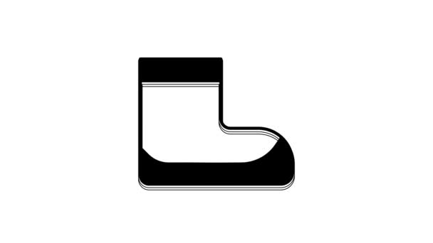 Czarny Boots Ikona Izolowana Białym Tle Nurkowanie Pod Wodą Animacja — Wideo stockowe