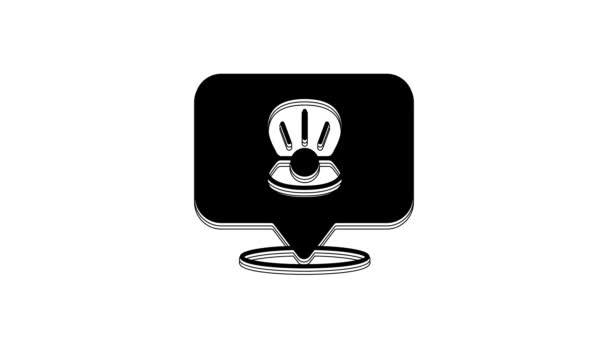Schwarz Jakobsmuschel Muschel Symbol Isoliert Auf Weißem Hintergrund Muschelschild Video — Stockvideo