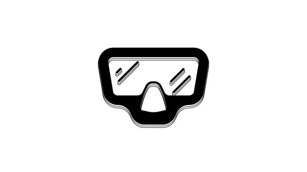 Svart Dykning Mask Ikon Isolerad Vit Bakgrund Extrem Sport Dykutrustning — Stockvideo