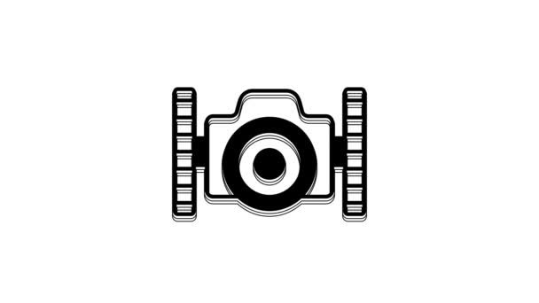 Schwarze Fotokamera Für Tauchersymbol Isoliert Auf Weißem Hintergrund Ikone Der — Stockvideo