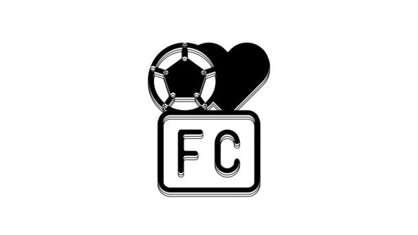 Black Fan Club Football Icon Isolated White Background Video Motion — Stockvideo