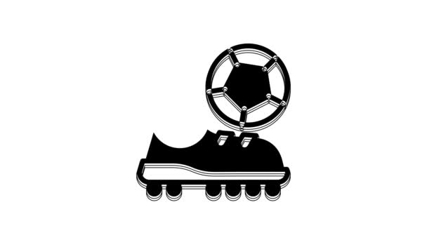 Black Football Shoes Icon Isolated White Background Soccer Boots Sport — Stockvideo