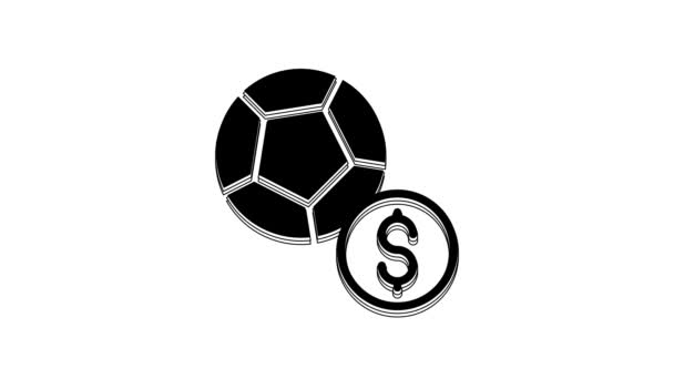 Μαύρο Ποδόσφαιρο Μπάλα Εικονίδιο Απομονώνονται Λευκό Φόντο Αθλητικός Εξοπλισμός Γραφική — Αρχείο Βίντεο