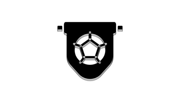 Μαύρο Σύμβολο Ποδοσφαίρου Σημαία Ποδοσφαίρου Που Απομονώνεται Λευκό Φόντο Γραφική — Αρχείο Βίντεο