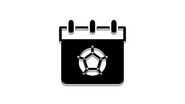 Black Football Soccer Calendar Icon Isolated White Background Match Day — Stok video