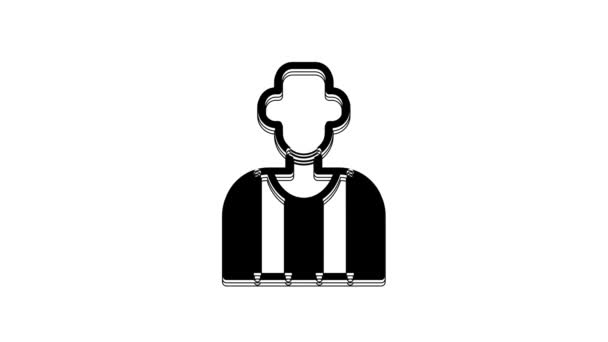 Black Football Soccer Referee Icon Isolated White Background Video Motion — Wideo stockowe