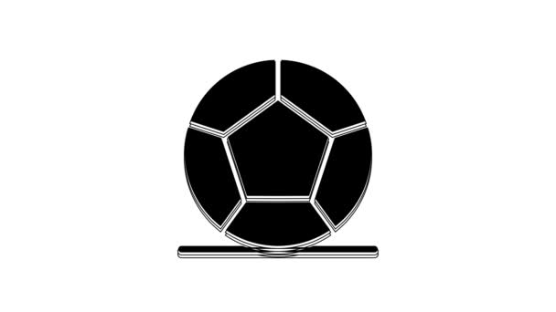 Μαύρο Ποδόσφαιρο Μπάλα Εικονίδιο Απομονώνονται Λευκό Φόντο Αθλητικός Εξοπλισμός Γραφική — Αρχείο Βίντεο