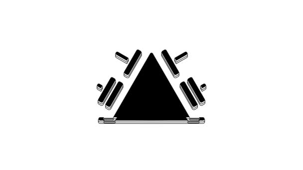 Black Metal Rack Additional Weights Barbell Icon Isolated White Background — ストック動画