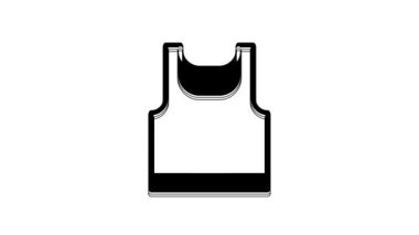 Black Sleeveless sport t-shirt icon isolated on white background. 4K Video motion graphic animation.