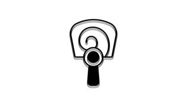 Black Korean hand fan icon isolated on white background. 4K Video motion graphic animation.