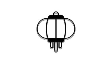 Black Korean paper lantern icon isolated on white background. 4K Video motion graphic animation.