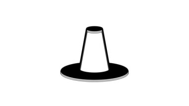 Black Traditional korean hat icon isolated on white background. 4K Video motion graphic animation.