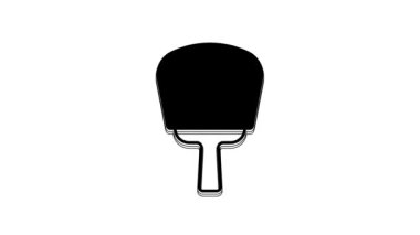 Black Korean hand fan icon isolated on white background. 4K Video motion graphic animation.