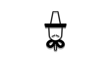 Black Traditional korean hat icon isolated on white background. 4K Video motion graphic animation.