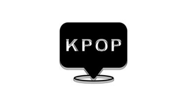 Beyaz arkaplanda siyah K-pop simgesi izole edildi. Kore popüler müzik tarzı. 4K Video hareketli grafik canlandırması.