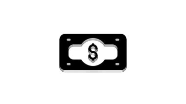 Siyah Yığınlar kağıt para para ikonu beyaz arka planda izole. Para desteleri. Para birimi. 4K Video hareketli grafik canlandırması.