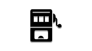 Siyah Slot makinesi simgesi beyaz arkaplanda izole edildi. 4K Video hareketli grafik canlandırması.