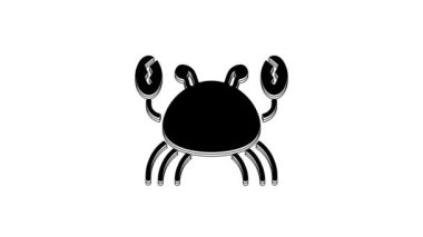 Black Crab icon isolated on white background. 4K Video motion graphic animation.
