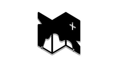 Siyah Korsan hazine haritası simgesi beyaz arkaplanda izole edilmiş. 4K Video hareketli grafik canlandırması.