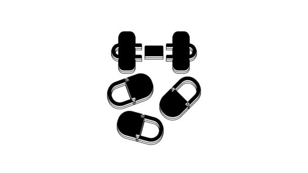 Black Sports Doping Anabolic Drugs Dumbbell Icon Isolated White Background — Video