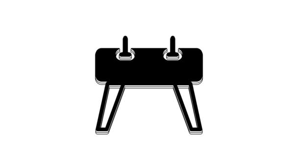 Black Pommel Horse Icon Isolated White Background Sports Equipment Jumping — Video